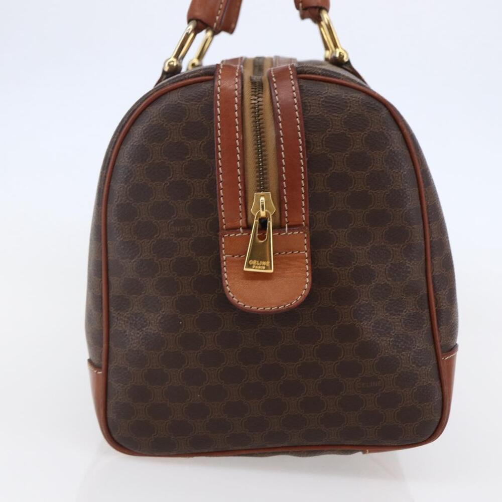 CELINE Macadam Canvas Mini Boston Bag PVC Leather Brown Auth ki6058 - Picture 3 of 16